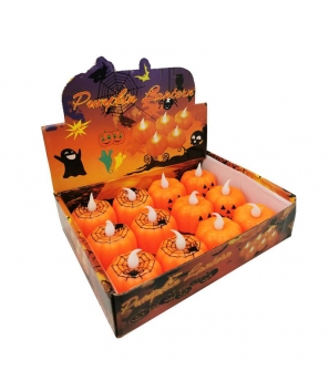 Expositor con 12 Velas con Luz Decoración Halloween Calabaza - Productos Halloween Baratos Originales