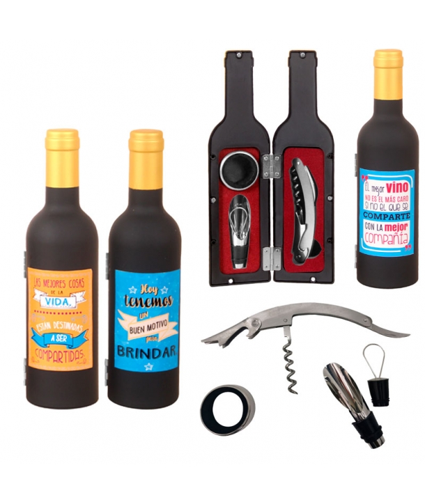Set 3 Piezas Para Vino "Frases"