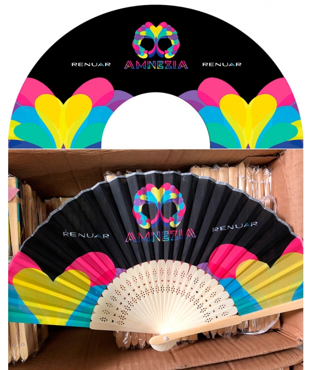 Abanico Personalizado con Fotografía Fotos Logo Logotipos Impresión Tela todo color fullcolor cuatricromia