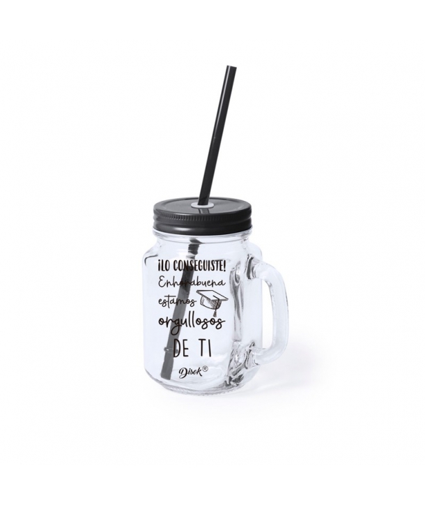 Jarra Cristal con Tapa y caña " Graduación"