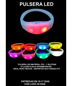 Pulseras PVC LED Logo Neon Luces Luminosas Personalizadas con LOGO Logotipo para Fiestas, Eventos