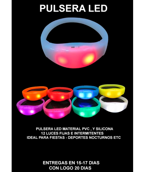 Pulseras PVC LED Logo Neon Luces Luminosas Personalizadas con LOGO Logotipo para Fiestas, Eventos