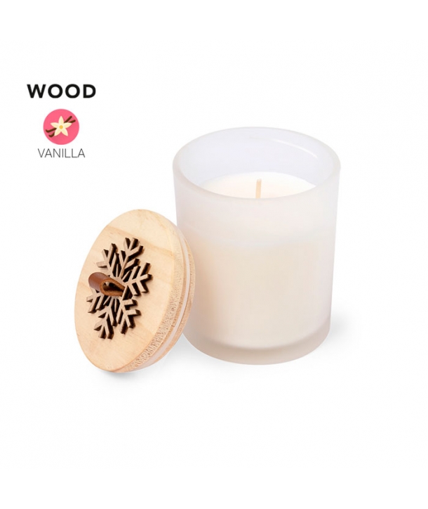 Vela de diseño navideño con aroma vainilla con tapa