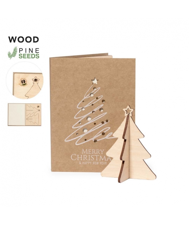 Postal navideña con adorno de árbol de navidad