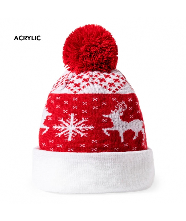 Gorro con pompón con motivos navideños