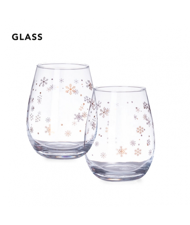 Set de 2 vasos de cristal con diseño de copos de nieve y 500ml de capacidad Regalos Detalles Navidad Baratos