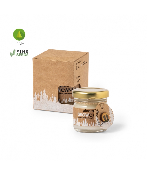 Vela aromática navideña de línea nature y fabricada en madera.