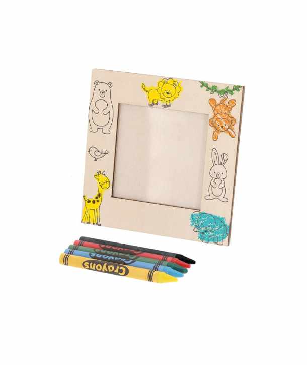 HUCHA MADERA PARA COLOREAR CON 5 CERAS - Detalles Niños Cumpleaños Regalos baratos colegios