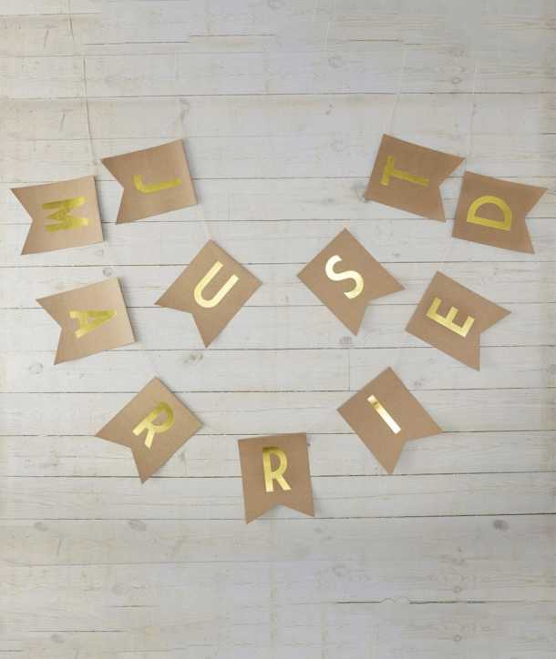 Banderines kraft Perfection "Just Married"