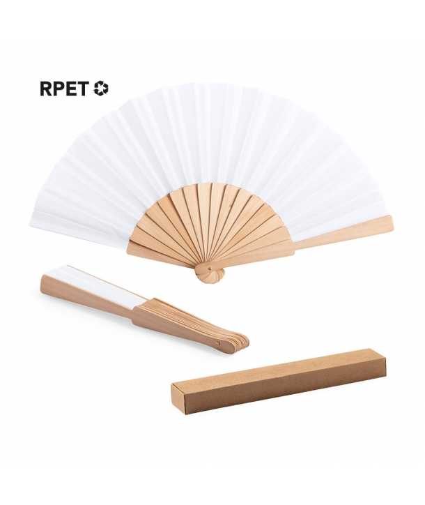 Abanico de Madera ECOLÓGICO con Tela RPET 100% Materiales Reciclados