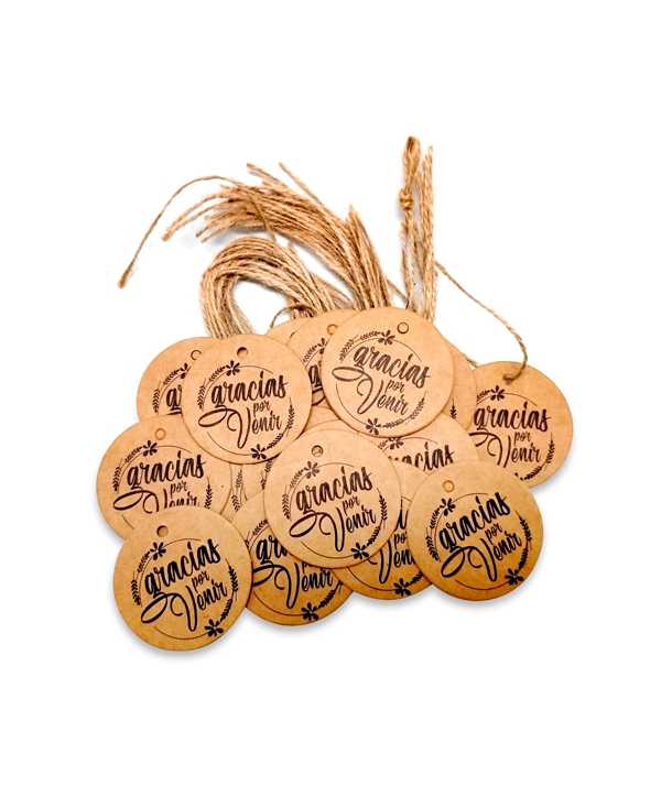 LOTE 20 TARJETAS REDONDAS KRAFT FRASES 5X5 CM